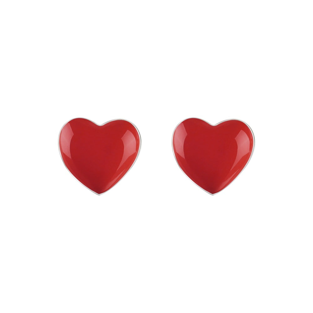 Earrings heart cherry red