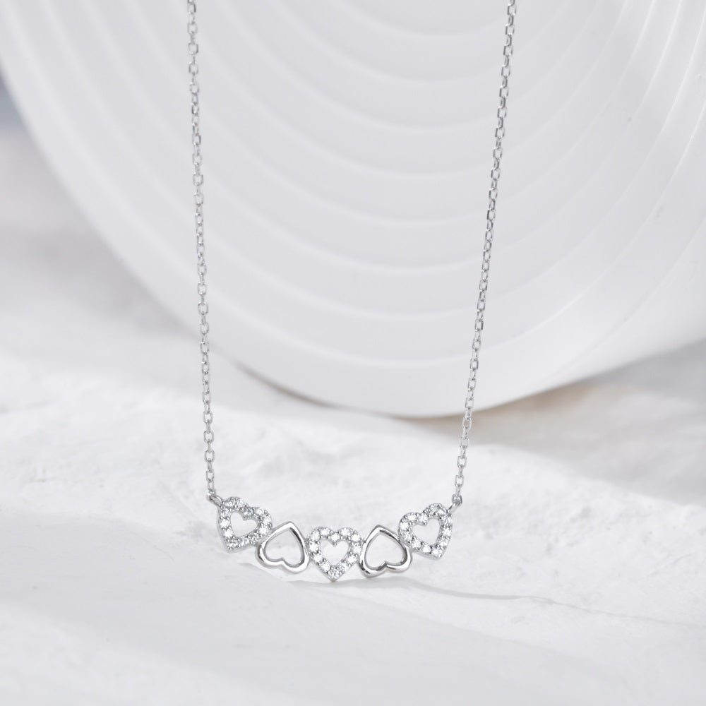 Necklace Pavé Hearts Crystal White