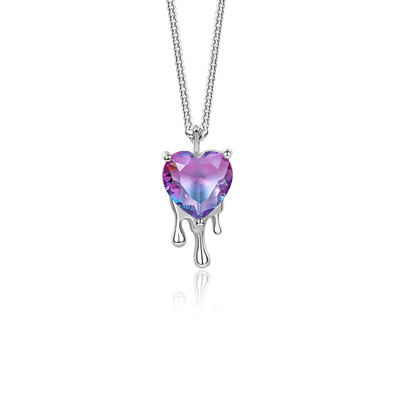 Necklace Dripping Heart Violet-Blue