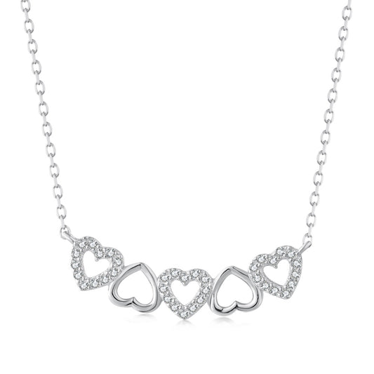 Necklace Pavé Hearts Crystal White