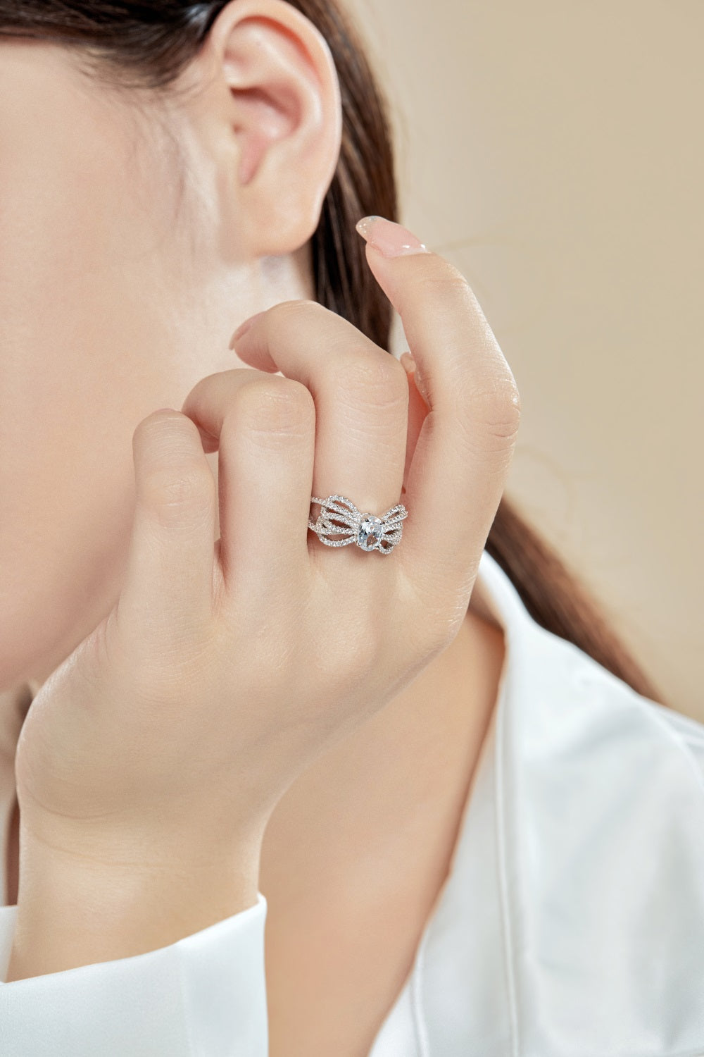Ring Crystal Bow Crystal white