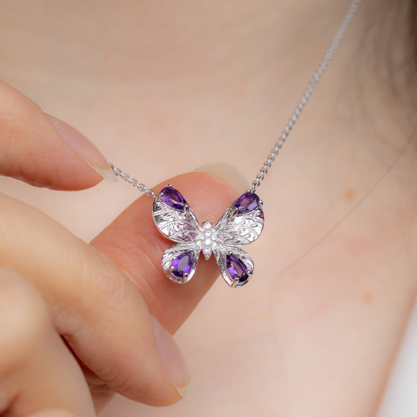 Amethyst Schmetterlingshalskette