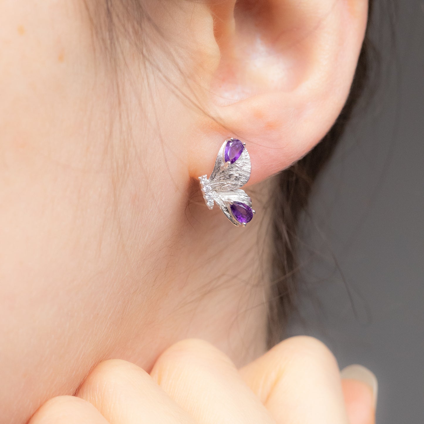 Amethyst Schmetterlingsohrringe