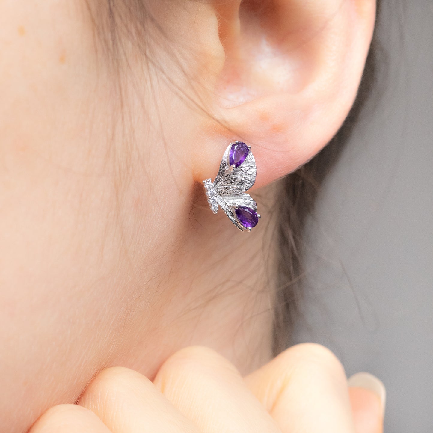 Amethyst Schmetterlingsohrringe