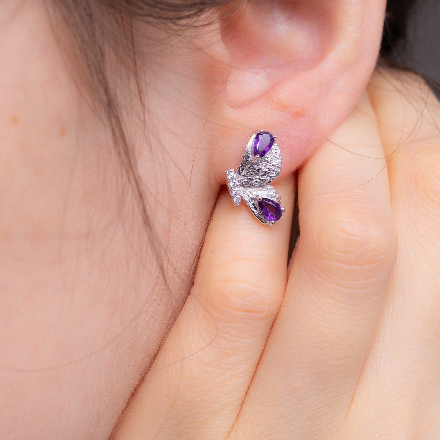 Amethyst Schmetterlingsohrringe