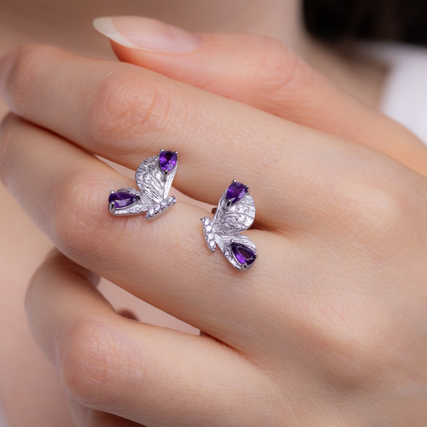 Amethyst Schmetterlingsohrringe