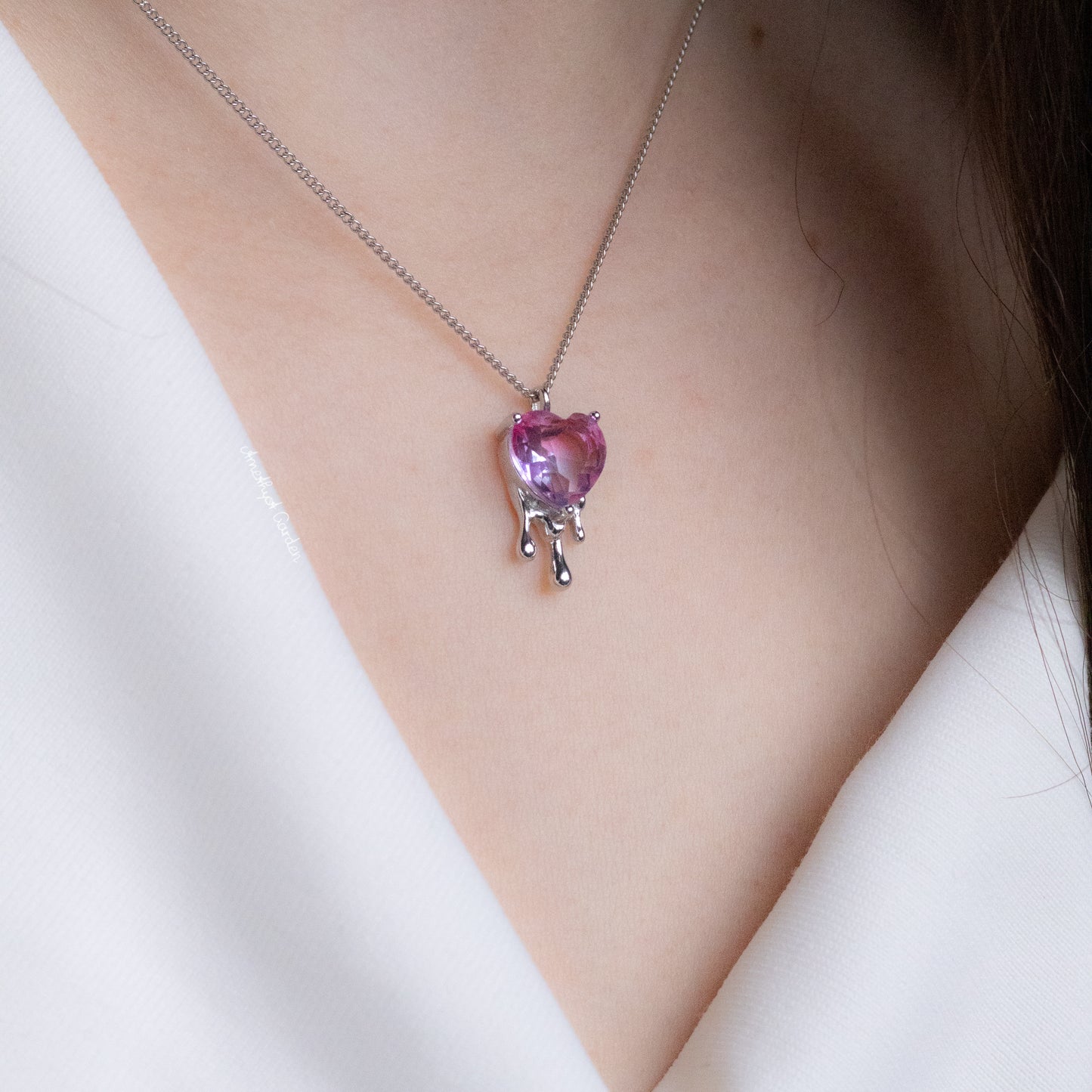 Necklace Dripping Heart Violet-Blue