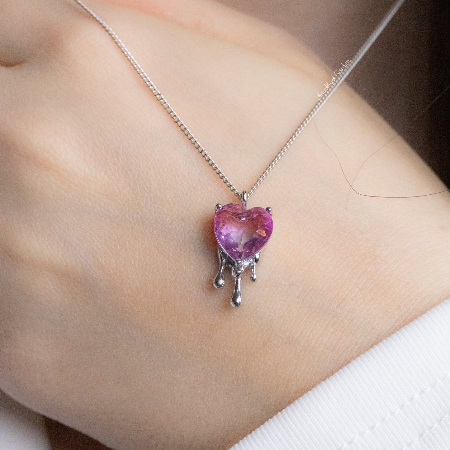Necklace Dripping Heart Violet-Blue