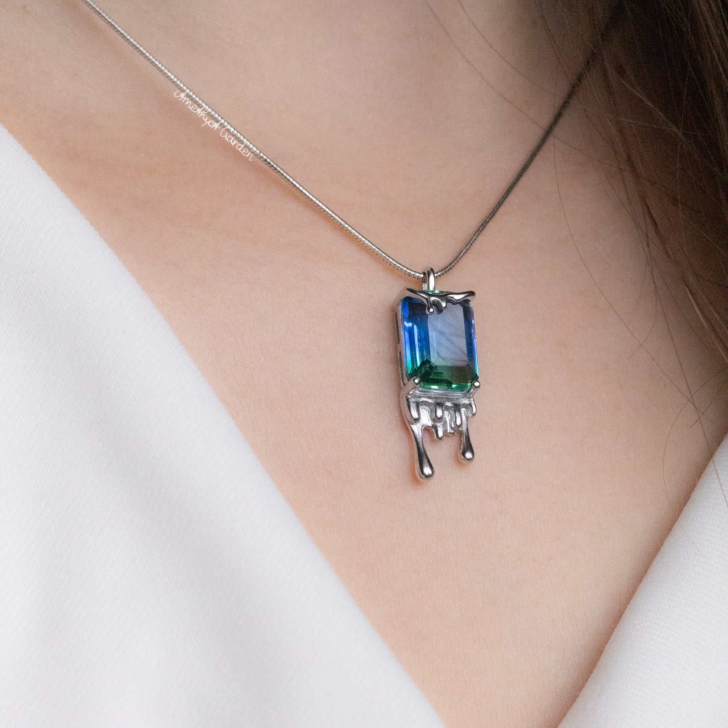 Necklace Dripping Ice Cream Blue-Green