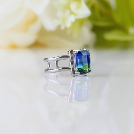 Ring Liquid Silver Blau