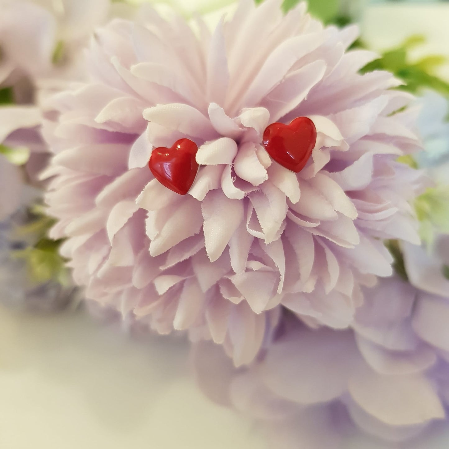 Earrings heart cherry red