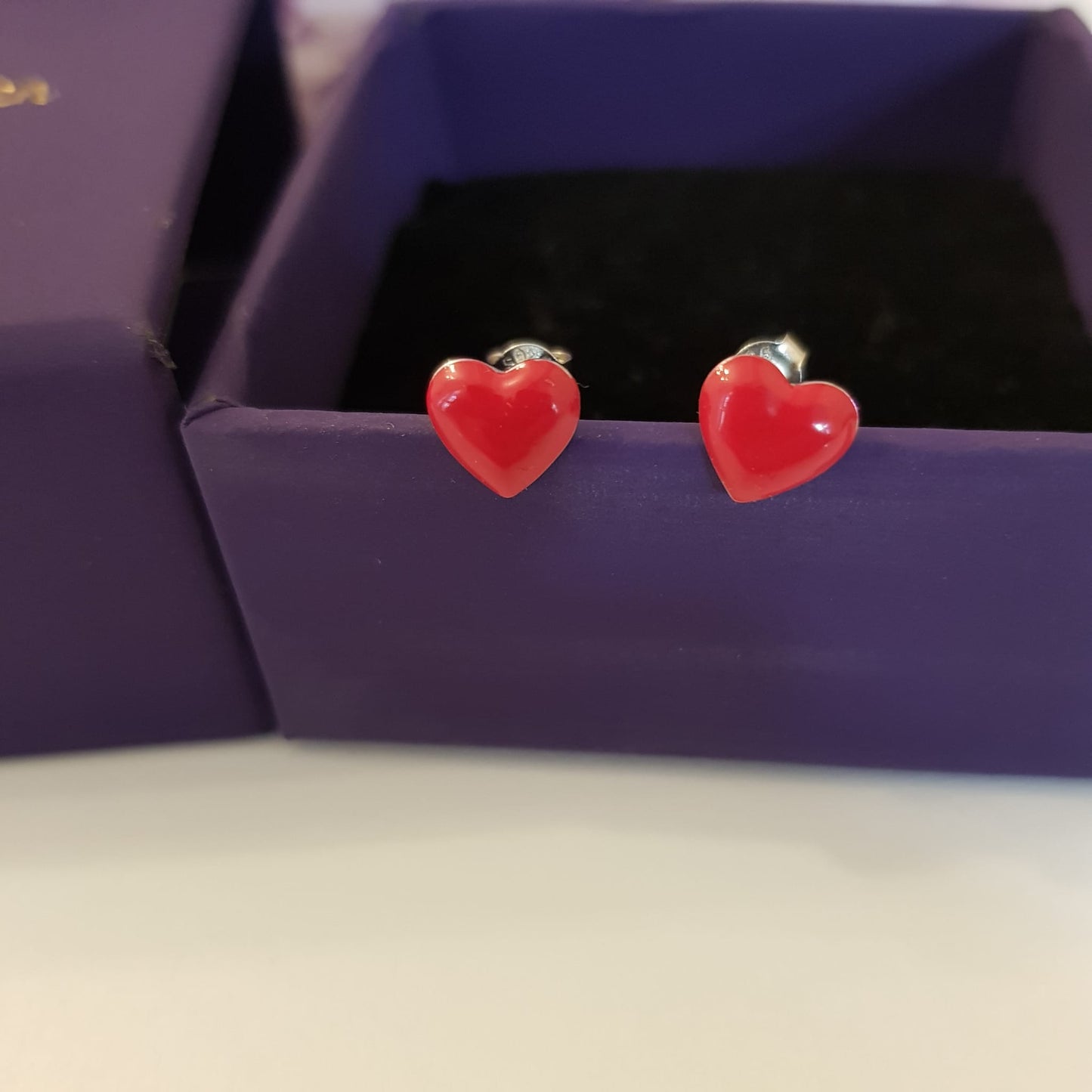 Earrings heart cherry red