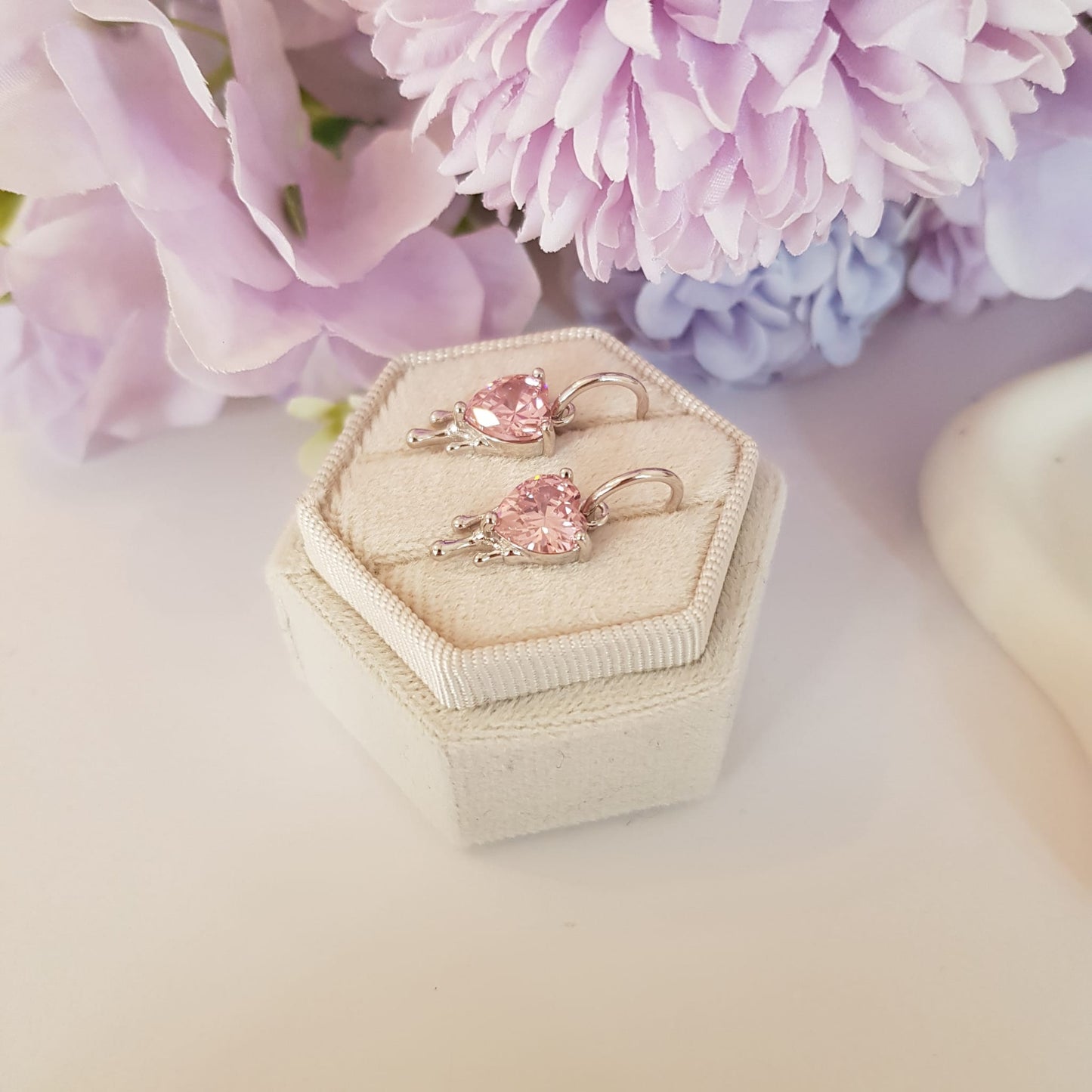 Earrings Dripping Heart baby pink