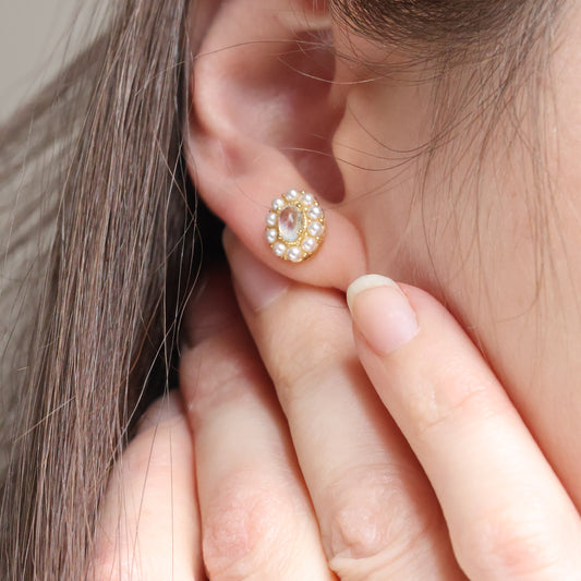 Ohrringe Eloise Mondstein 18K vergoldet